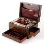 Property of a lady - a Victorian coromandel toiletry or vanity case with HM silver topped