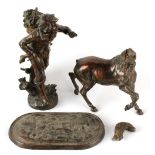 Property of a deceased estate - a late C19th / early C20th French 'bronzed' spelter figure of a boy,