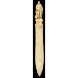 Property of a gentleman - a late C19th Continental, probably Dieppe, carved ivory paperknife with