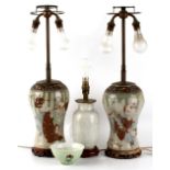 Property of a deceased estate - a pair of Chinese crackleware table lamps, each approx. 23.5ins. (