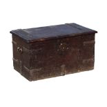 Property of a deceased estate - an Indian padouk chest or trunk, C18th / C19th, with iron fittings &