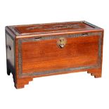 Property of a gentleman - a Chinese carved camphorwood chest or trunk, mid C20th, 39.9ins. (101.