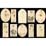 Property of a lady - Sybil Sagaz (?) (early C20th) - EROTIC LADIES - a set of ten watercolours, each