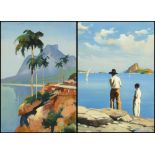 Property of a gentleman - Posluschny (C20th) - COASTAL SCENES, POSSIBLY MEDITERRANEAN - a pair,