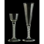 Property of a lady - an C18th multi series opaque twist stem cordial glass, circa 1770, with