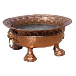 Property of a lady - an 18th century copper wine cistern, Dutch or Italian, of oval form with lion