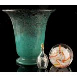 Property of a deceased estate - a Monart glass vase, with aventurine decoration, label to underside,