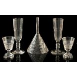 Property of a deceased estate - a pair of C19th ale glasses with multi-knopped stems; together