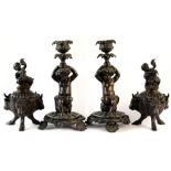 Property of a lady - a pair of Paduan style patinated bronze inkwells, late 19th century, with