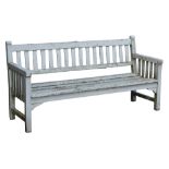 Property of a deceased estate - a white painted wooden garden bench, 71.4ins. (181.5cms.) long (