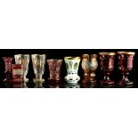 Property of a deceased estate - nine assorted Bohemian glass items, mostly coloured, all probably