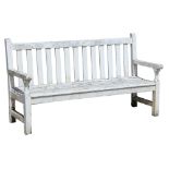 Property of a deceased estate - a white painted wooden garden bench, 66.25ins. (168.2cms.) long (see