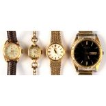 Property of a lady - four assorted wristwatches including a lady's Bentima gold plated wristwatch on