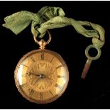 Property of a deceased estate - a Victorian 18ct gold cased mid size pocket watch, the fusee