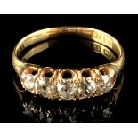 Property of a deceased estate - an 18ct gold diamond five stone ring, the total diamond weight