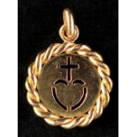 A Cartier 18ct gold cross & heart pendant, signed & numbered 0976, French eagle's head control mark,