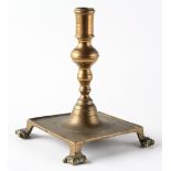 Property of a gentleman - a 17th century Continental bronze candlestick, probably Spanish, with