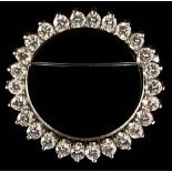 Property of a lady - an 18ct white gold diamond circlet brooch or pin, the 26 round brilliant cut