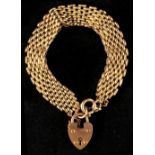 Property of a deceased estate - an early 20th century 9ct gold part textured part plain link