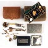 Property of a lady - two leather jewellery boxes containing assorted costume jewellery; together