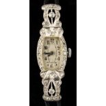 Property of a lady - a lady's Art Deco platinum & diamond cocktail watch, by Glycine Watch Co., with