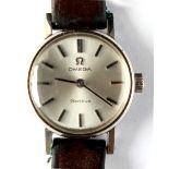 Property of a gentleman - a lady's Omega Geneve stainless steel cased wristwatch, on leather