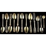Property of a deceased estate - a group of eleven Russian silver & niello decorated spoons, most