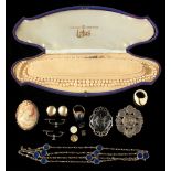 Property of a lady - a bag containing assorted jewellery including a boxed Lotus two-strand