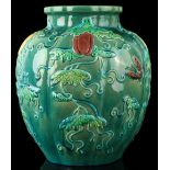 Property of a lady - a Chinese melon shaped vase, late 19th / early 20th century, with moulded