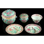 A private collection of Chinese ceramics & works of art - a group of five Chinese famille rose Nonya