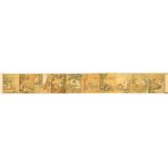 An unusual early 20th century Chinese long scroll painting comprising ten individual paintings on