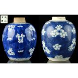 A private collection of Oriental ceramics & works of art - two small Chinese blue & white ovoid