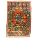 A large thanka or thangka, depicting Shadbhuja Mahakala, probably 19th century, the painting