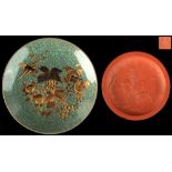 A private collection of Oriental ceramics & works of art - a Japanese crackle glazed circular