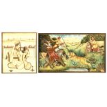 Property of a gentleman - two Indian paintings on ivory, one depicting a tiger hunt, the other an