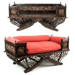 Property of a lady - an early 20th century Chinese carved & lacquered wood howdah, 62.6ins. (