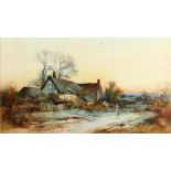 Property of a deceased estate - AS (early 20th century) - WINTER SCENE WITH FIGURE ON COUNTRY LANE