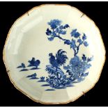 Property of a lady - an 18th century Chinese blue & white soft paste porcelain ten-sided shallow