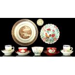 A group of eleven Chinese porcelain items, 18th century & later, including a European subject saucer