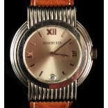 A gent's Boucheron stainless steel cased wristwatch with Boucheron leather strap, numbered AF 231094