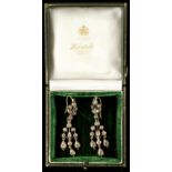 A pair of late 19th / early 20th century Continental rose cut diamond chandelier earrings, each 2.