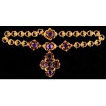 A Victorian unmarked yellow gold & amethyst necklace, possibly adapted, 15.75ins. (40cms.) long (see