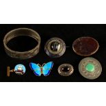 Property of a deceased estate - a bag containing assorted jewellery including a silver & enamel