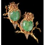 Property of a lady - a Van Cleef & Arpels 18ct gold cabochon emerald or chrysoprase, diamond &