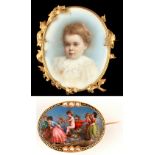 A late 19th / early 20th century Portuguese portrait miniature on porcelain depicting a young