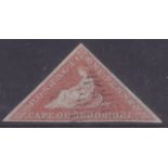 Stamps - Cape of Good Hope 1853 1d Brick Red, on slightly blued paper. SG 3. A fine example with