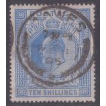 Stamps - GB 1902 Edward VII Ten Shillings Ultramarine, fine colour and near perfect centring,