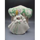 Ceramics - A Clarice Cliff Wall Pocket, with moulded and highlighted decoration of a lady in