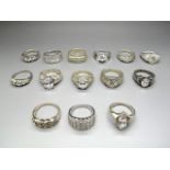 Jewellery - Eight Modern Dress Rings, stamped "925" "DQCZ", together with further dress rings.
