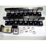 Jewellery - Sixteen Assorted Dress Rings, stamped "925", including hardstone inset etc, together